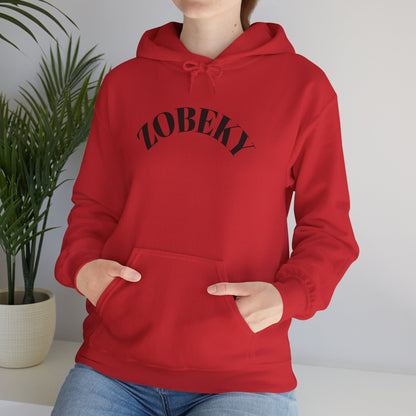 Unisex Hooded Sweatshirt with ZOBEKY Text - Cozy Casual Attire for Every Occasion, Gift for Friends, Lounge Wear, Fall Fashion