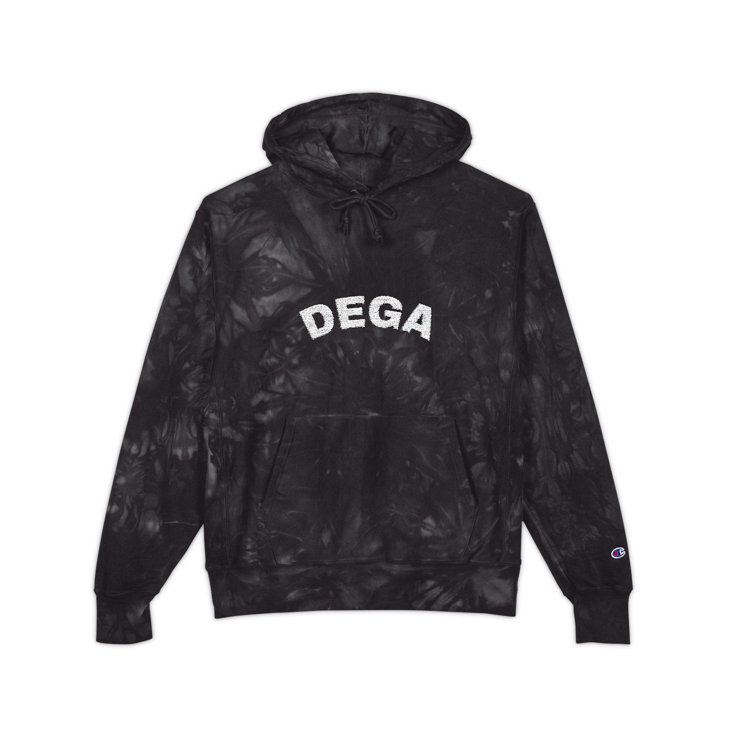 Unisex Tie-Dye Hoodie with Embroidered ‘DEGA’ | Trendy Gift, Streetwear Fashion, Cozy Layering, Festival Wear, Stylish Comfort