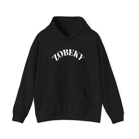 Unisex Hooded Sweatshirt with ZOBEKY Text - Cozy Casual Attire for Every Occasion, Gift for Friends, Lounge Wear, Fall Fashion