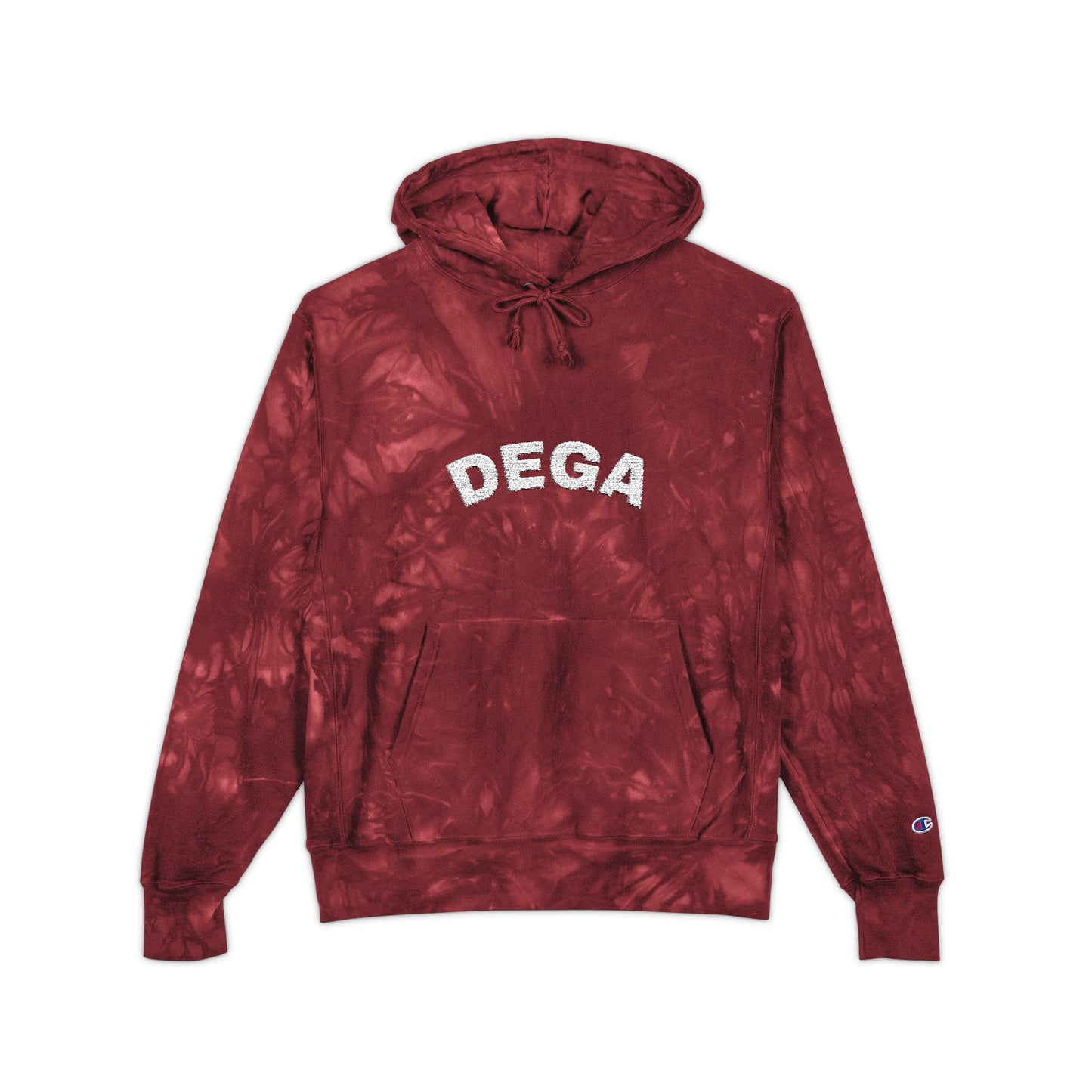Unisex Tie-Dye Hoodie with Embroidered ‘DEGA’ | Trendy Gift, Streetwear Fashion, Cozy Layering, Festival Wear, Stylish Comfort