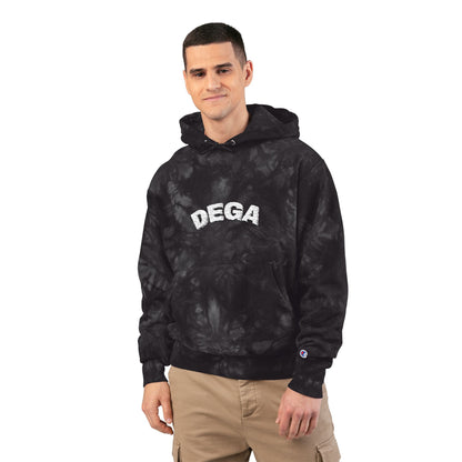 Unisex Tie-Dye Hoodie with Embroidered ‘DEGA’ | Trendy Gift, Streetwear Fashion, Cozy Layering, Festival Wear, Stylish Comfort