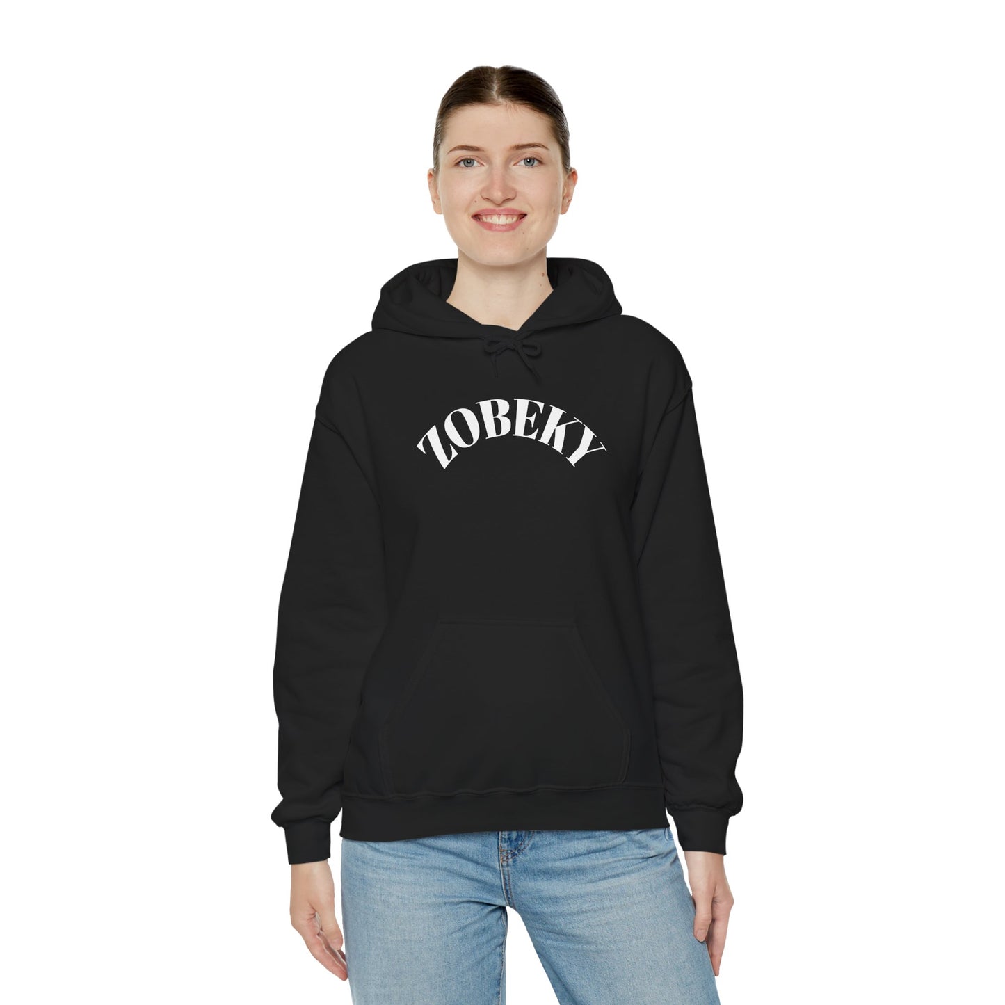 Unisex Hooded Sweatshirt with ZOBEKY Text - Cozy Casual Attire for Every Occasion, Gift for Friends, Lounge Wear, Fall Fashion