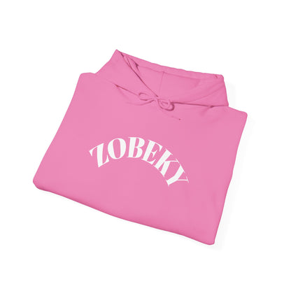 Unisex Hooded Sweatshirt with ZOBEKY Text - Cozy Casual Attire for Every Occasion, Gift for Friends, Lounge Wear, Fall Fashion