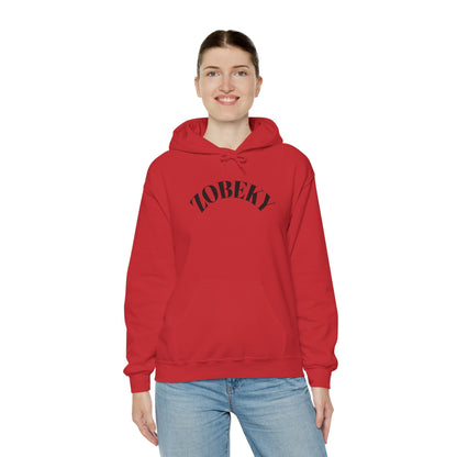 Unisex Hooded Sweatshirt with ZOBEKY Text - Cozy Casual Attire for Every Occasion, Gift for Friends, Lounge Wear, Fall Fashion