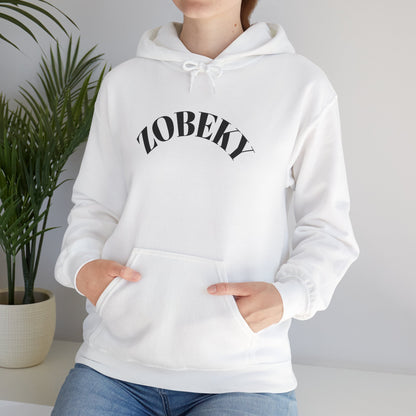Unisex Hooded Sweatshirt with ZOBEKY Text - Cozy Casual Attire for Every Occasion, Gift for Friends, Lounge Wear, Fall Fashion