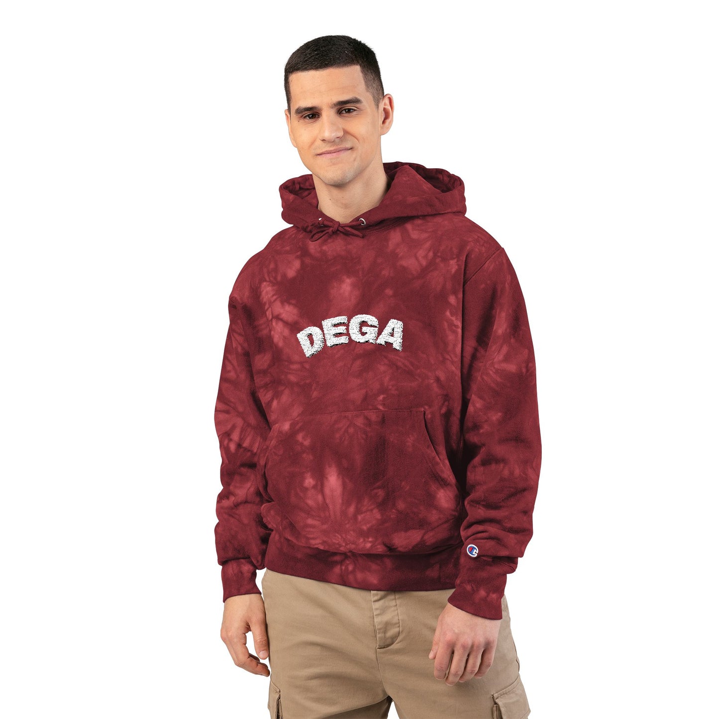 Unisex Tie-Dye Hoodie with Embroidered ‘DEGA’ | Trendy Gift, Streetwear Fashion, Cozy Layering, Festival Wear, Stylish Comfort